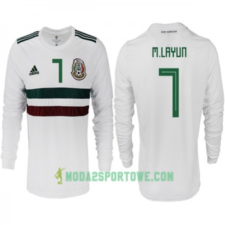 Koszulka Meksyk M. LAYUN 7 Mistrzostwa Świata 2018 Wyjazdowe Stroje Piłkarskie Długi Rękaw